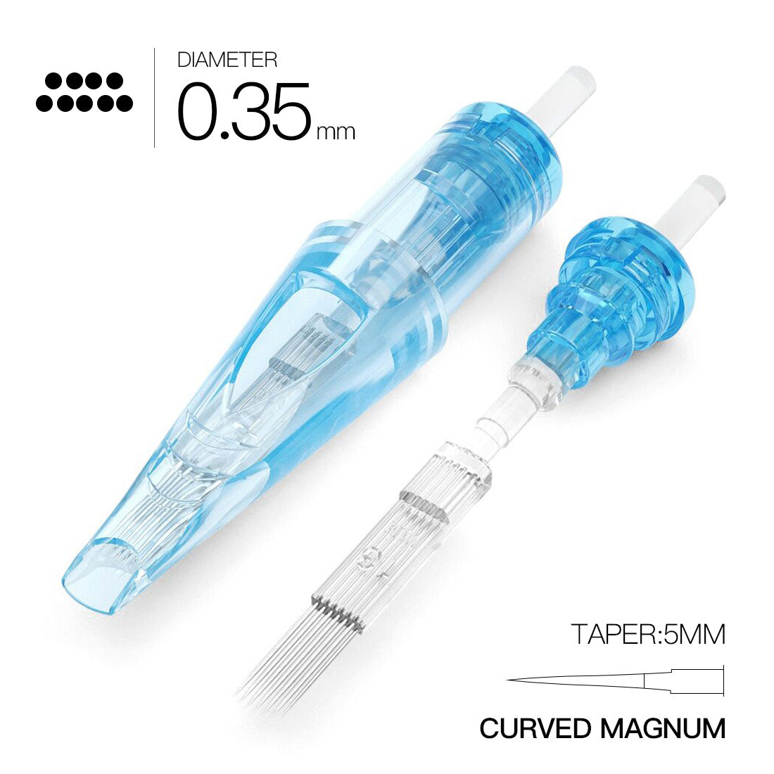Acme Tattoo Cartridges Needles #12 Diameter0.35mm 5mmTaper