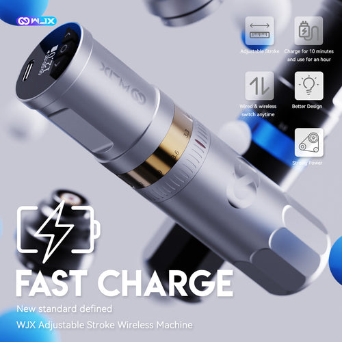 WJX W3 Fast Charge Adjustable Stroke Wireless Mast Tattoo Machine