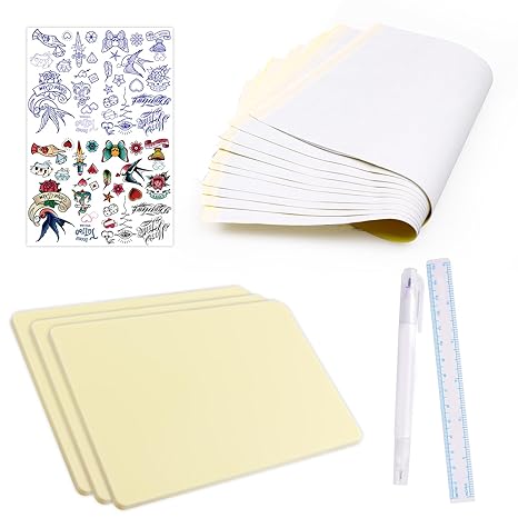 Tattoo Practice Skin Kit - 3mm Thick Fake Skin with Transfer Papers & Marker