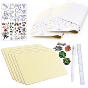 Tattoo Practice Skin Kit - 3mm Thick Fake Skin with Transfer Papers & Marker